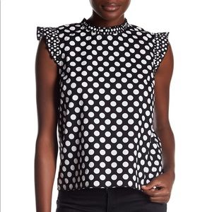 SOLD 14th & Union Polka Dot Ruffle Short Sleeve